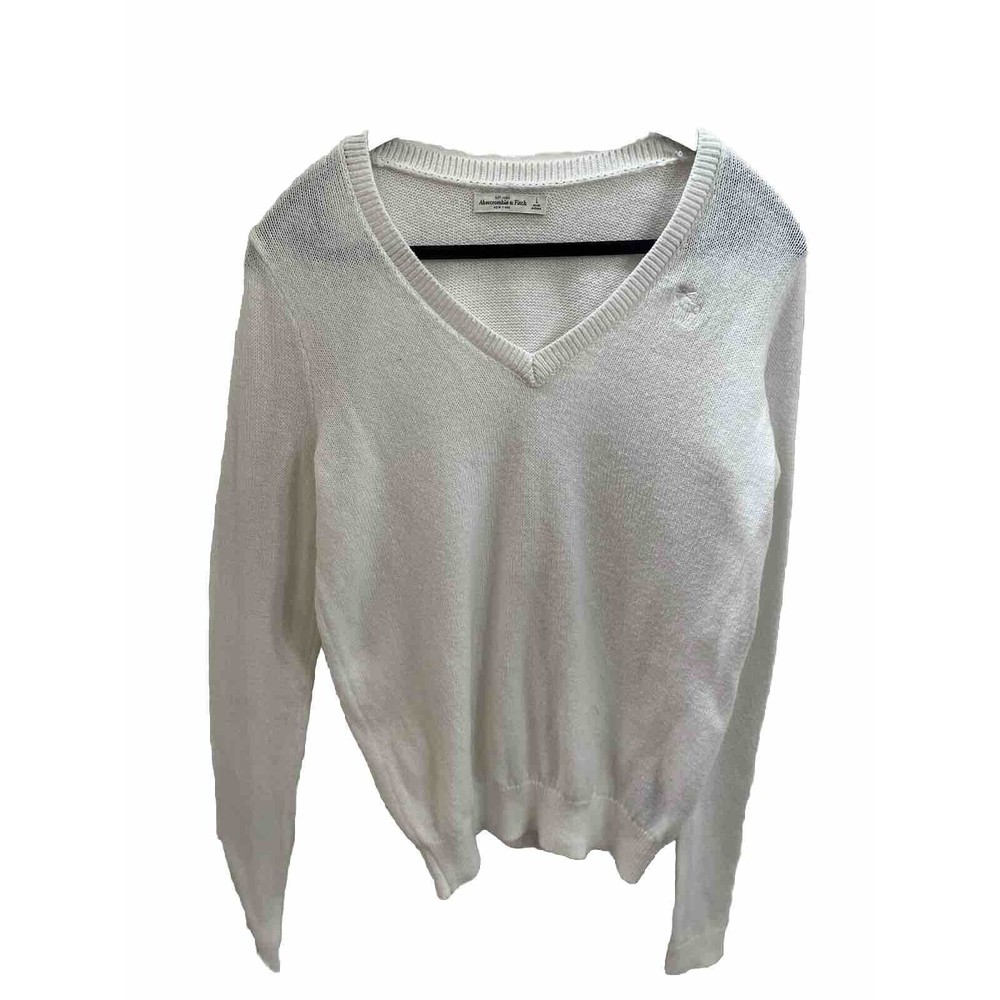 Abercrombie and Fitch, White V-Neck, Women's sweater, Nautical Style
